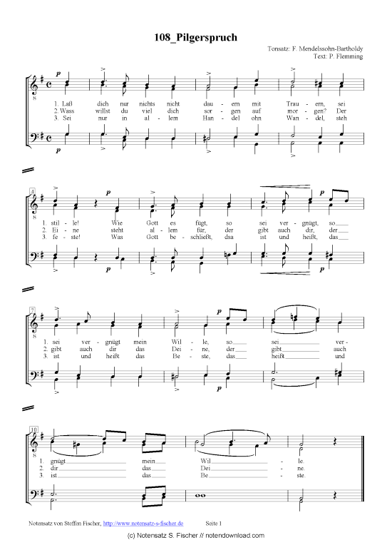 Product picture to: Pilgerspruch  F. Mendelssohn-Bartholdy / P. Flemming 