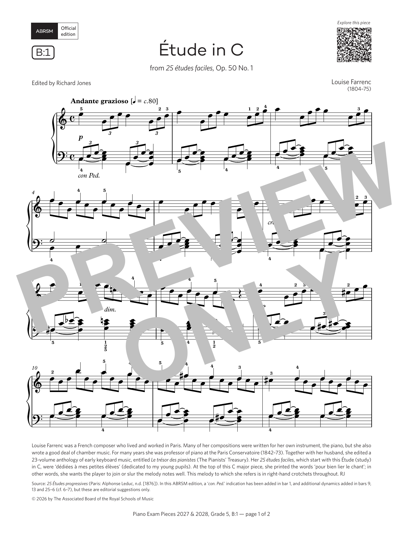 Produktbild zu: Étude in C (Grade 5, list B1, from the ABRSM Piano Syllabus 2027 & 2028)