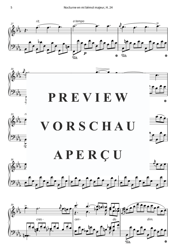 gallery: Nocturne en mi bémol majeur, H. 24, , Klavier Solo
