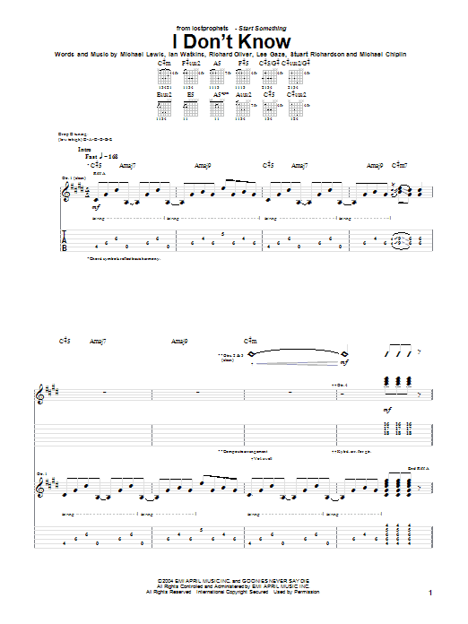 Produktgalerie: Seite 1 von 1 I Don't Know, Lostprophets, Gitarre