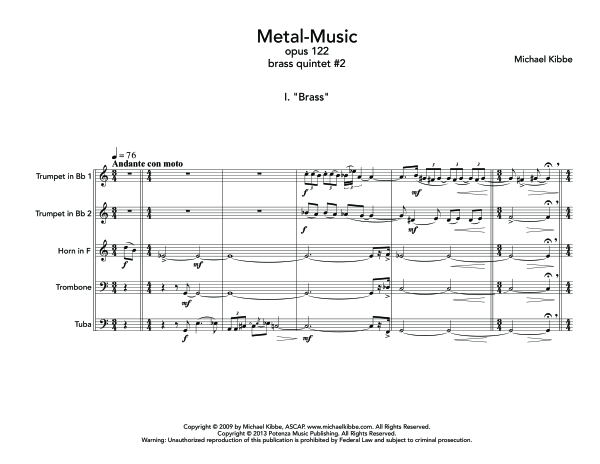 Produktgalerie: Seite 1 von 11 Metal Music, Op. 122, , (Blechbläser Quintett)