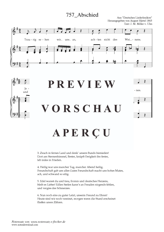Product picture to: Abschied Text: J. M. Miller v. Ulm