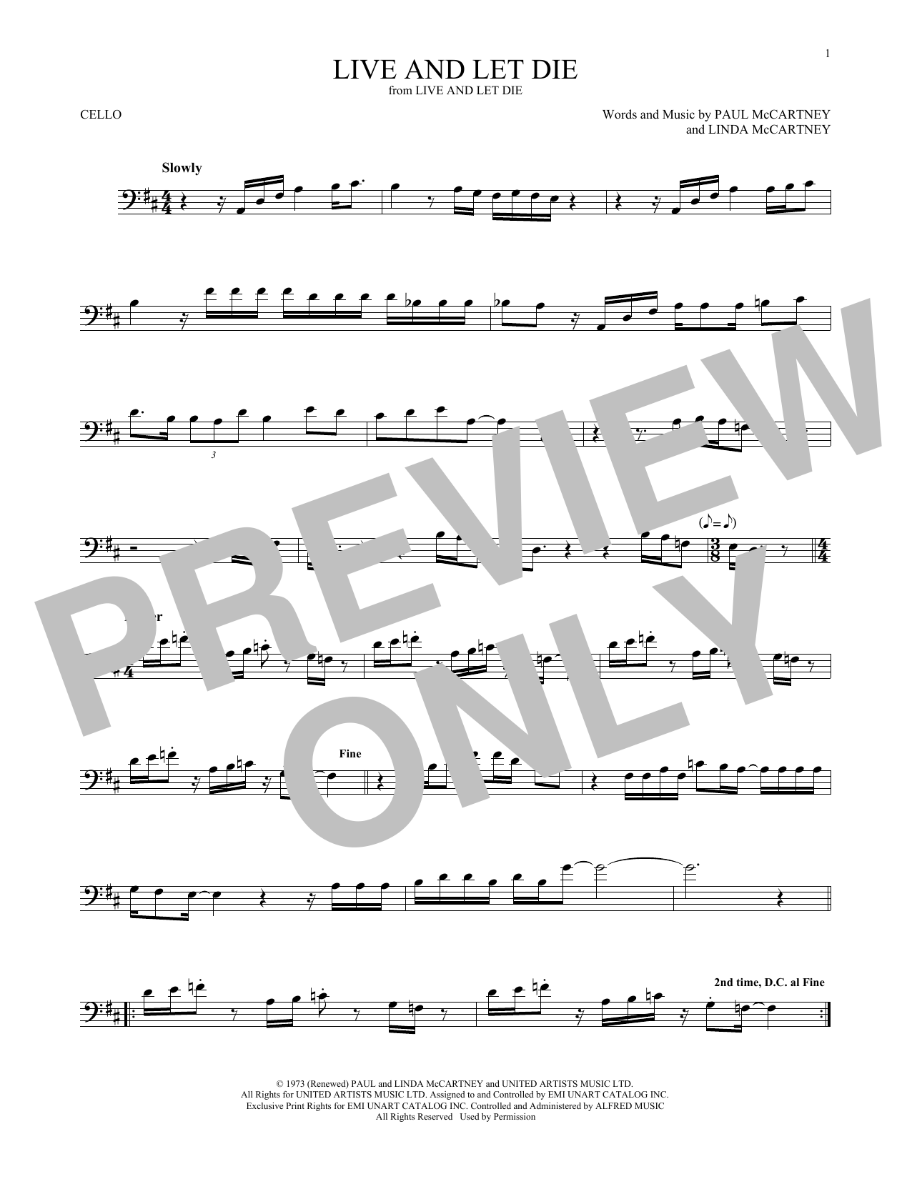 Produktgalerie: Seite 1 von 1 Live And Let Die, Wings, Violoncello