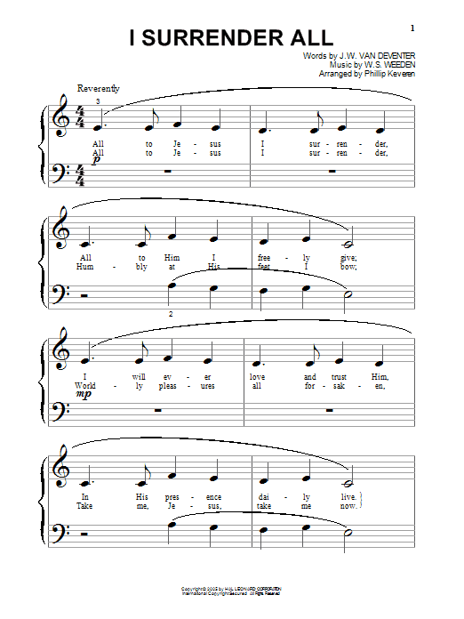 Produktgalerie: Seite 1 von 1 I Surrender All (arr. Phillip Keveren), Judson W. Van De Venter, Klavier