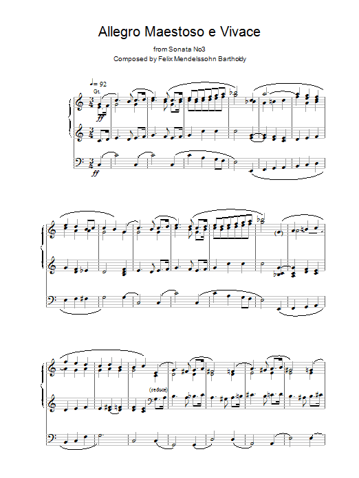Product gallery: Page 1 of 1 Allegro Maestoso e Vivace from Sonata No. 3, Felix Mendelssohn