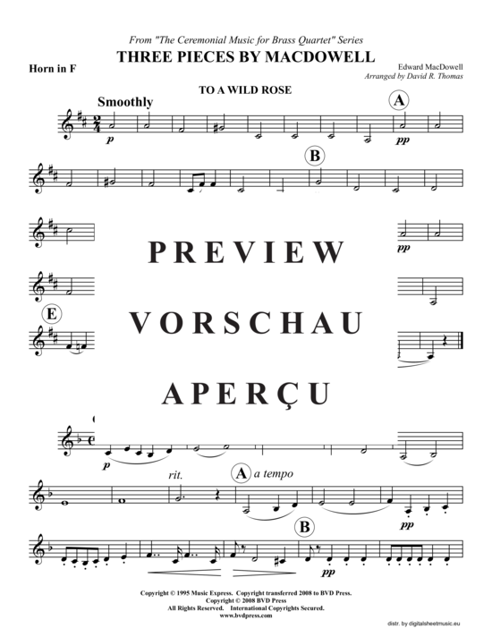 Produktgalerie: Seite 9 von 14 Drei MacDowell Stücke, , (2xTrompete in B, Horn in F, Posaune)