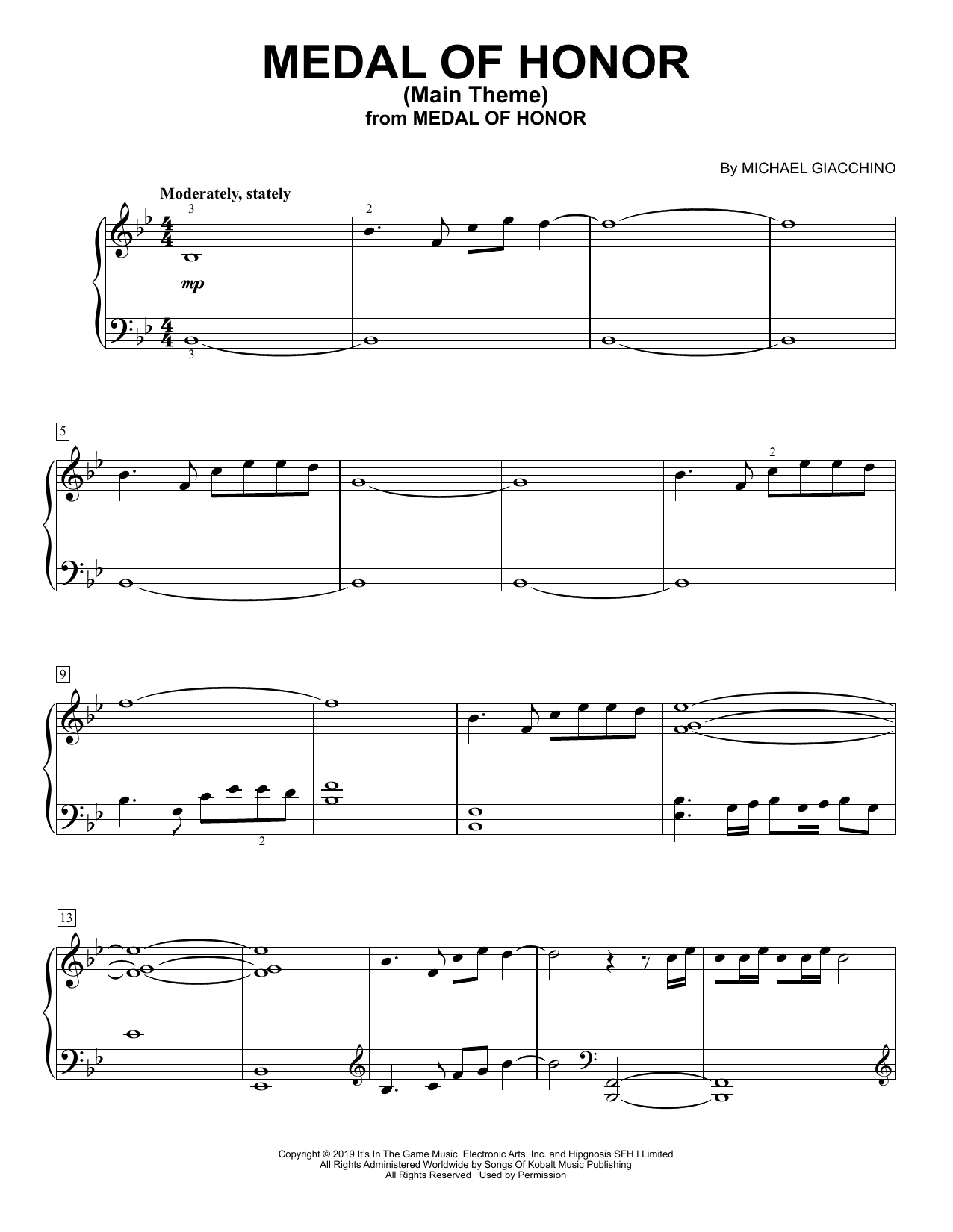 Produktgalerie: Seite 1 von 1 Medal Of Honor (Main Theme), Michael Giacchino, Klavier