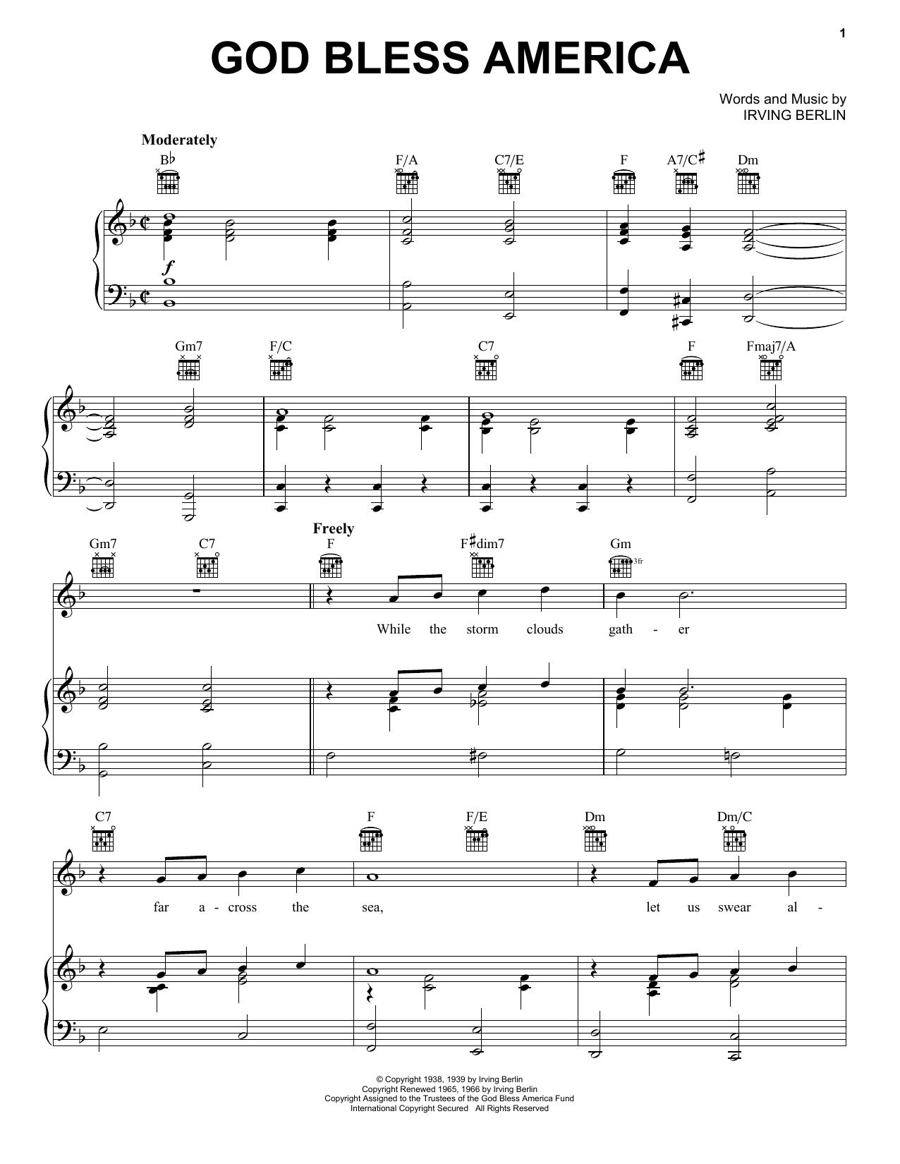Produktgalerie: Seite 1 von 1 God Bless America, Irving Berlin, Gesang, Gitarre, Klavier