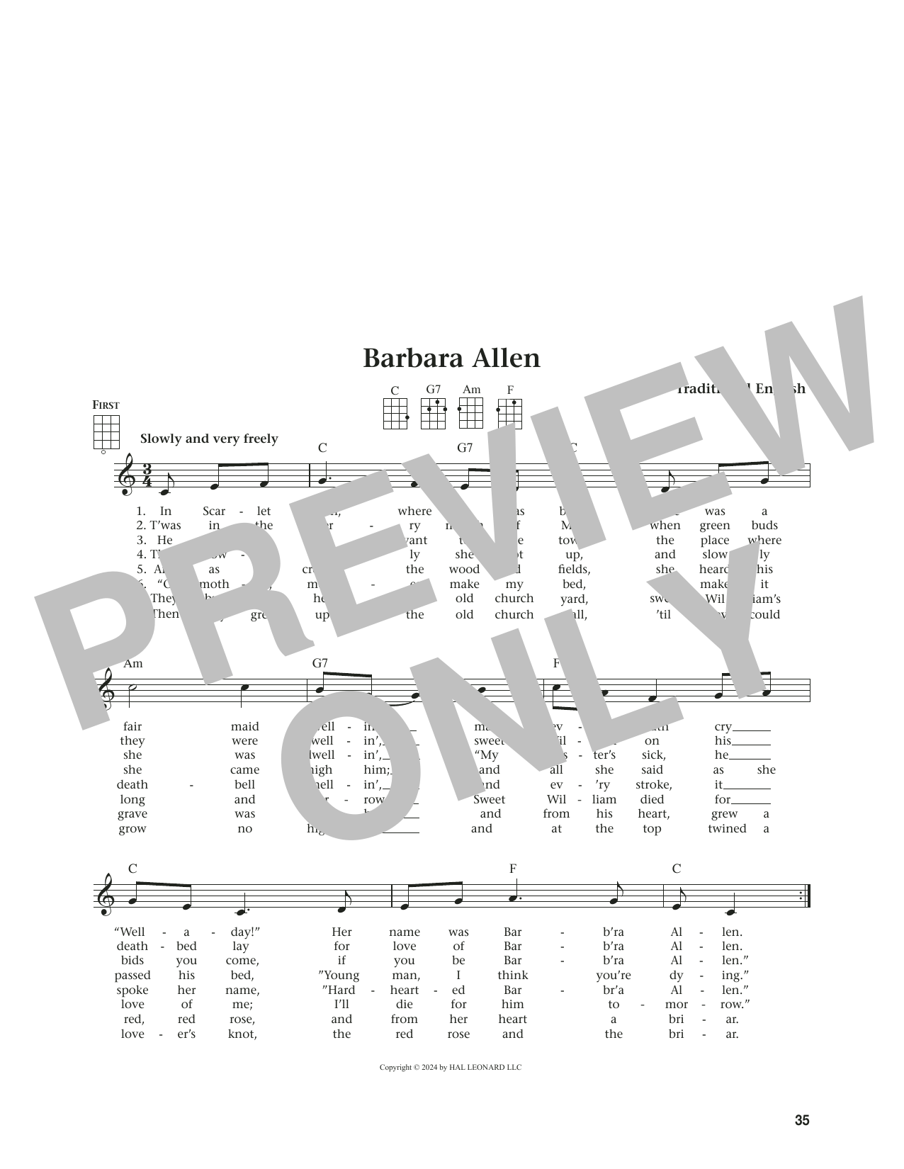 Produktgalerie: Seite 1 von 1 Barbara Allen (from The Daily Ukulele) (arr. Jim Beloff), Traditional English, Ukulele