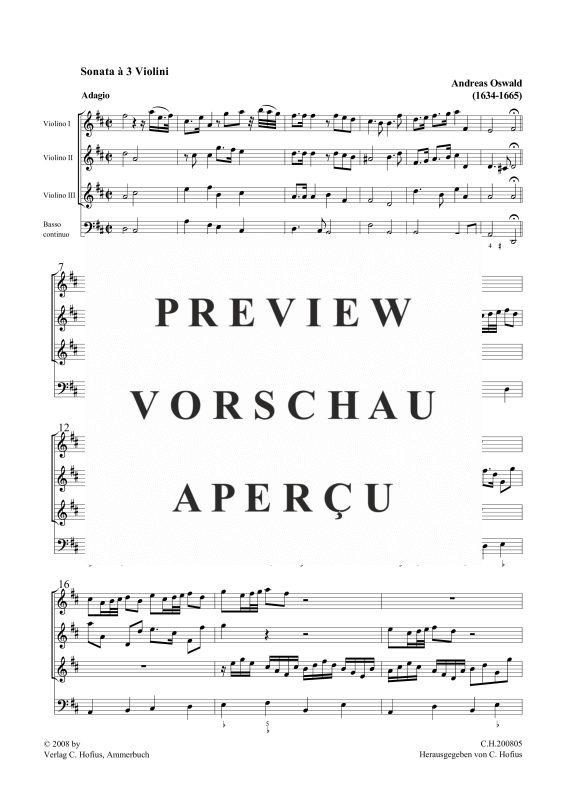 Produktgalerie: Seite 4 von 11 Sonata à 3 Violini (mit Stimmen), , Gemischtes Ensemble 3 Violinen und BC