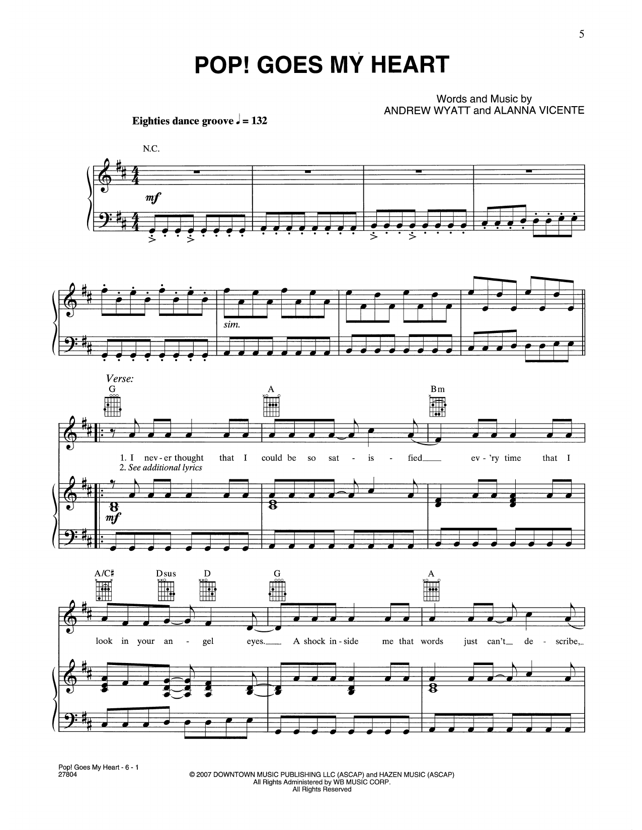 Product picture to: PoP! Goes My Heart (from Music And Lyrics)