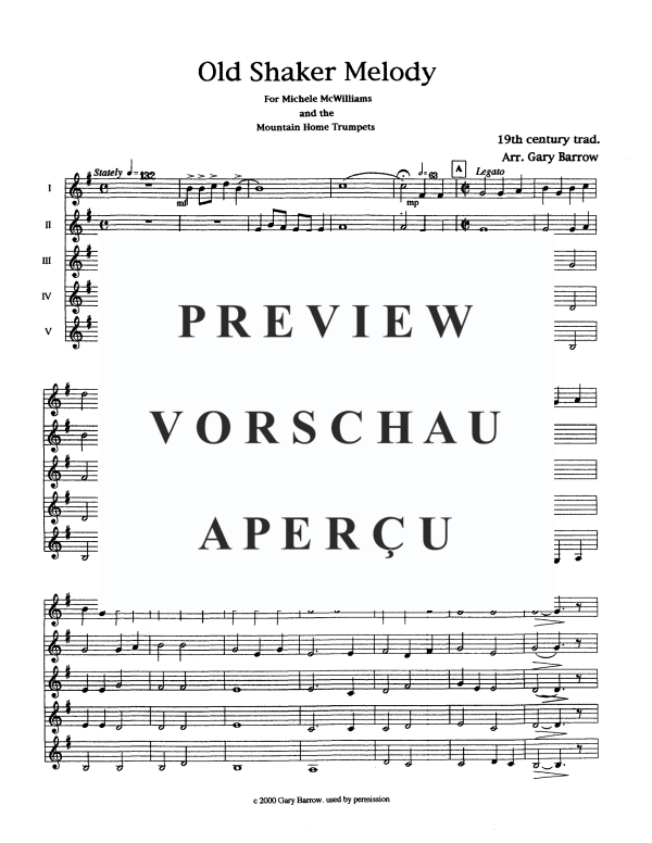 Product gallery: Page 4 of 11 Old Shaker Melody, , Trumpet Quintet