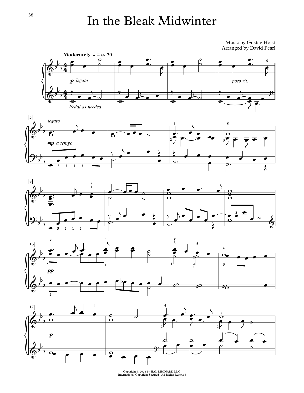 Produktgalerie: Seite 1 von 1 In The Bleak Midwinter (arr. David Pearl), Gustav Holst, Klavier