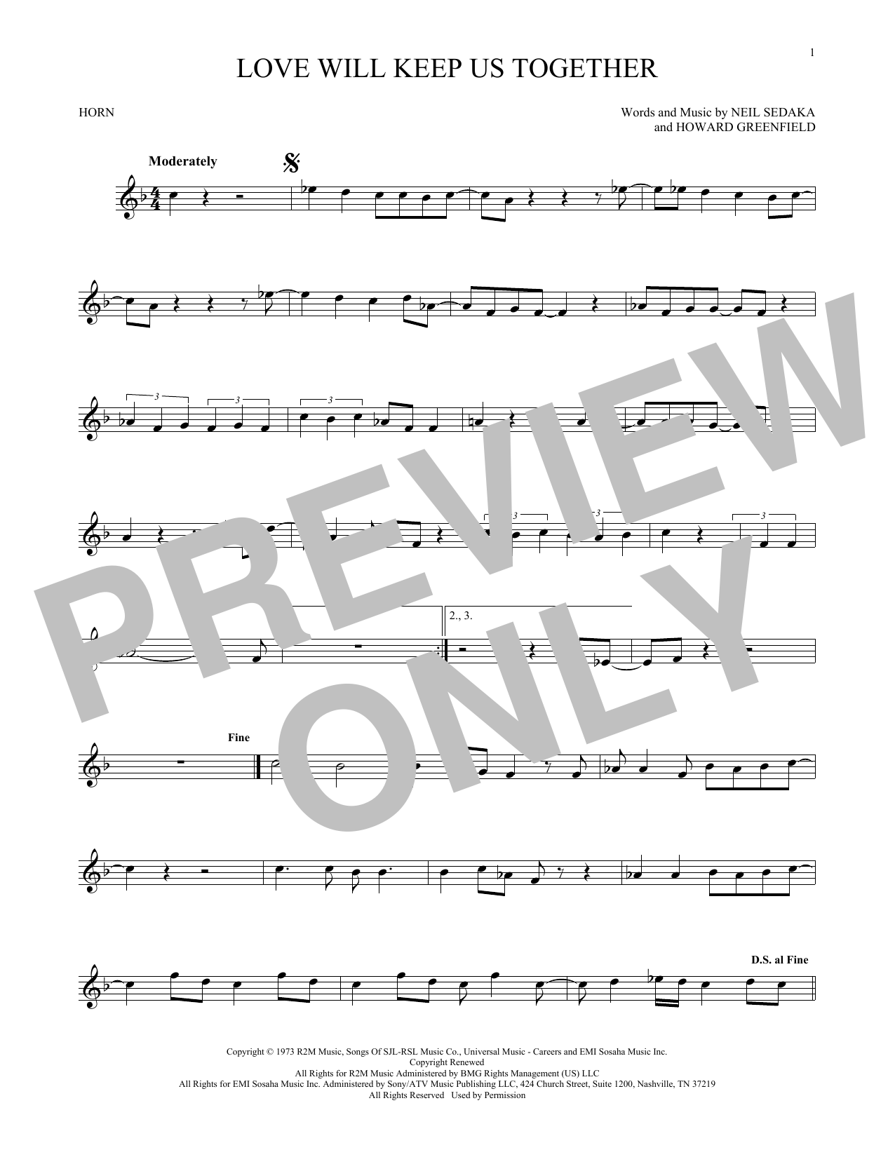 Produktgalerie: Seite 1 von 1 Love Will Keep Us Together, Captain & Tennille, Horn