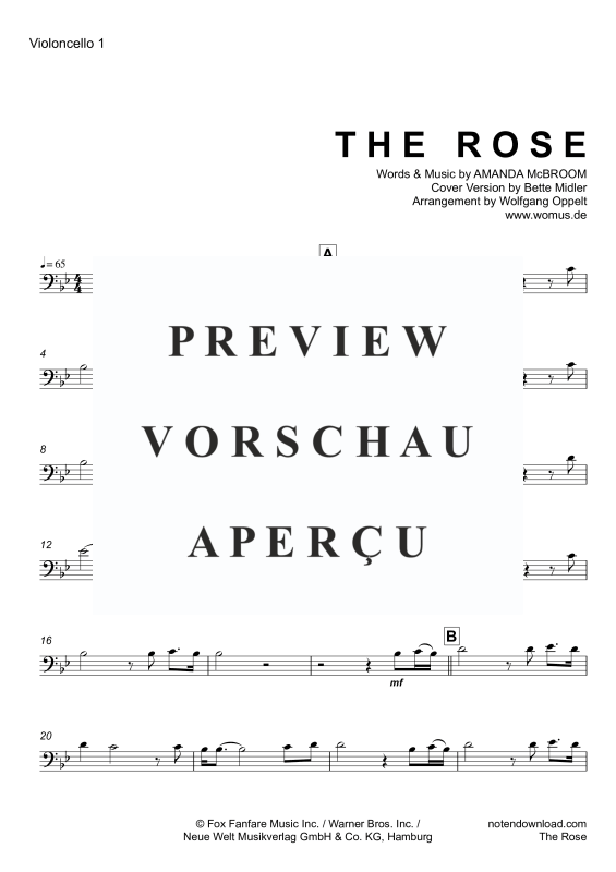 Product gallery: Page 9 of 11 The Rose, Midler, Bette, Trio For 3 Cellos and Piano/Organ