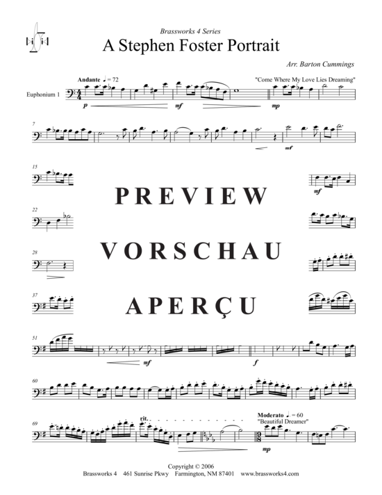 Product gallery: Page 7 of 18 Stephen Foster Portrait , , (Tuba Quartet: 2x Baritone, 2xTuba)