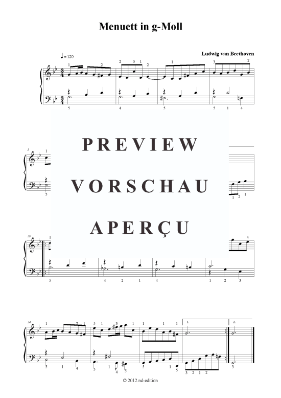 Produktbild zu: Menuett in g-Moll Ludwig van Beethoven (bearb.)