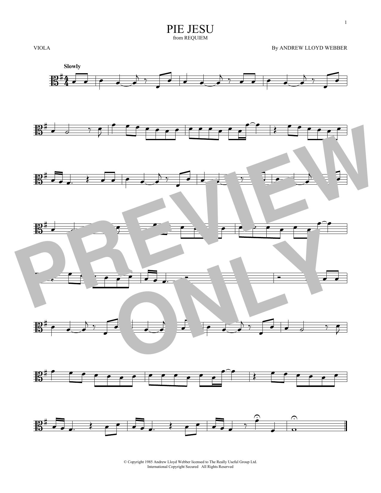 Product gallery: Page 1 of 1 Pie Jesu (from Requiem), Andrew Lloyd Webber