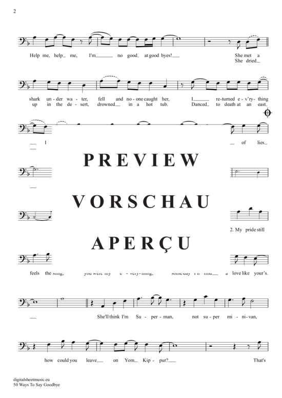Produktgalerie: Seite 3 von 4 50 Ways To Say Goodbye , Train, (Violon-Cello)
