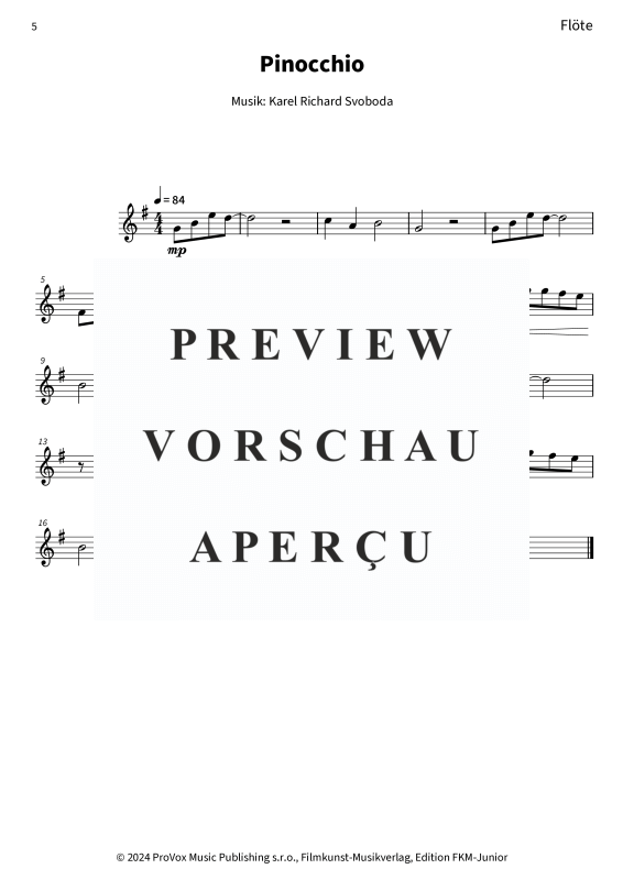 gallery: Pinocchio, , (Holzbläser Quartett Flöte, 2x Klarinette in B + Fagott)