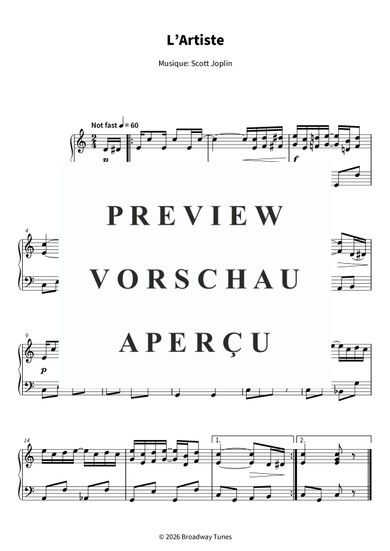 Produktgalerie: Seite 1 von 5 L´Artiste - Ragtime Solo pour Piano en Do Majeur - Rythmé, espiègle et facile à jouer, , Klavier Solo