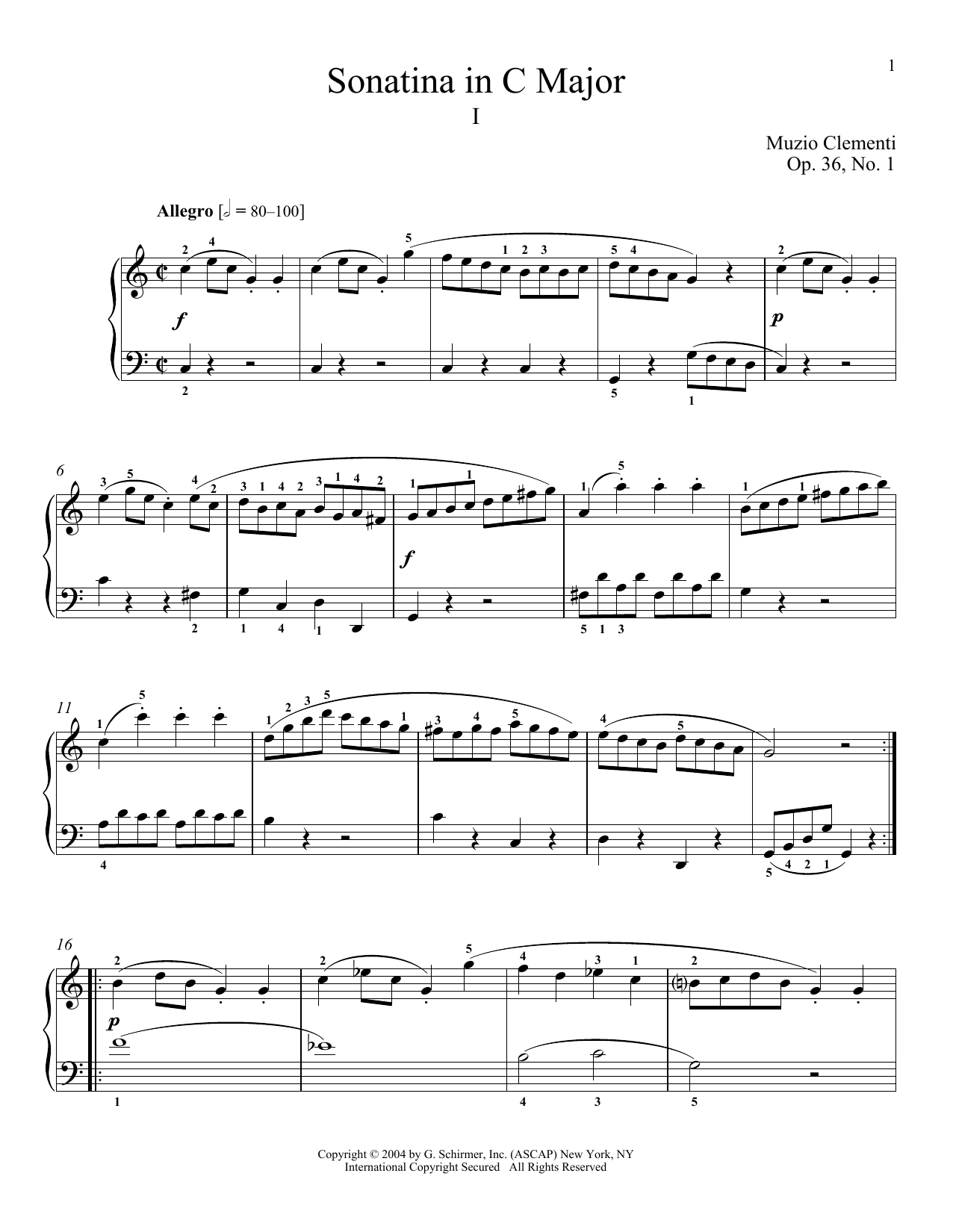 Product gallery: Page 1 of 1 Sonatina in C Major, Op. 36, No. 1, Muzio Clementi