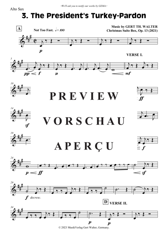 Produktgalerie: Seite 11 von 21 The President´s Turkey-Pardon , , (Combo Band + Trompete in B, Alt Saxophon)