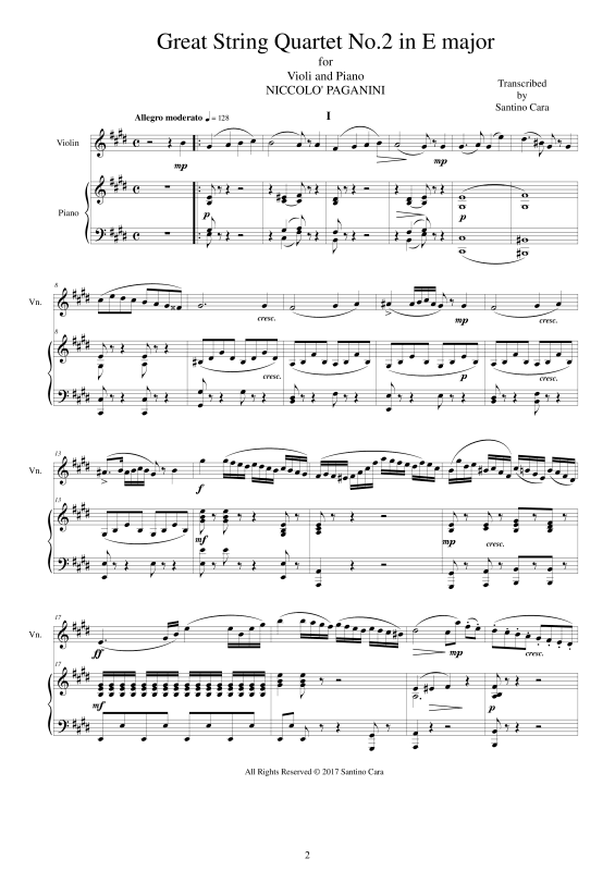 Produktbild zu: Streichquartett Nr. 2 in E-DurNiccolò Paganini