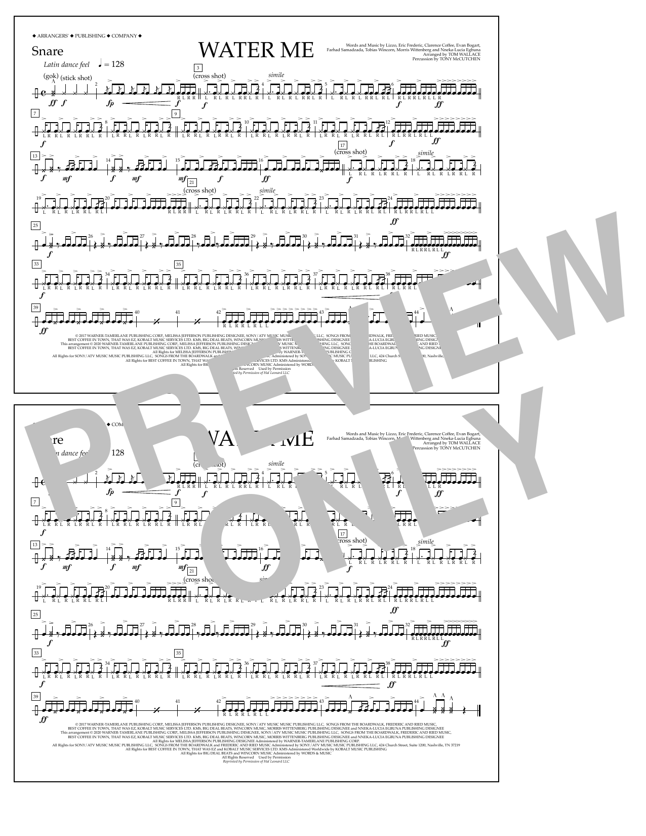 Produktbild zu: Water Me (arr. Tom Wallace) - Snare
