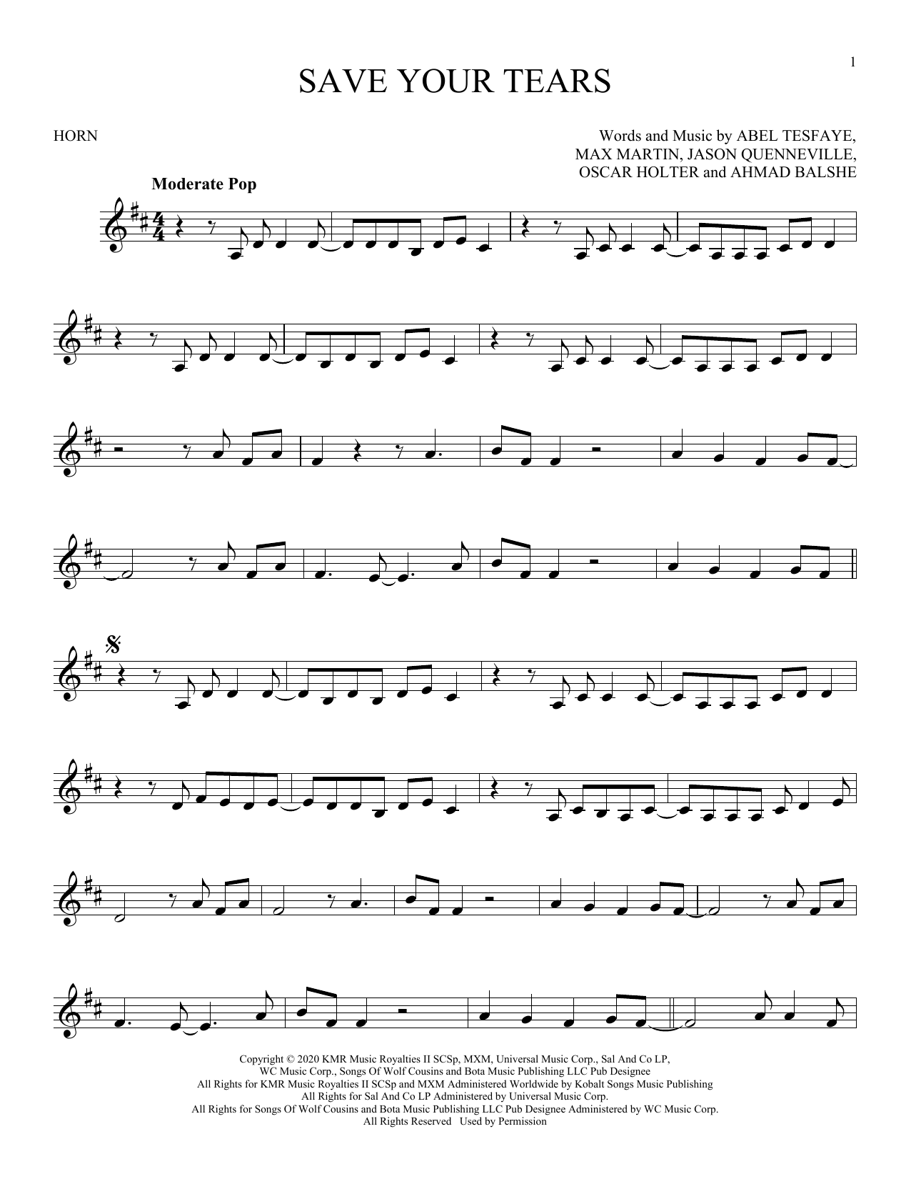 Produktgalerie: Seite 1 von 1 Save Your Tears, The Weeknd, Horn