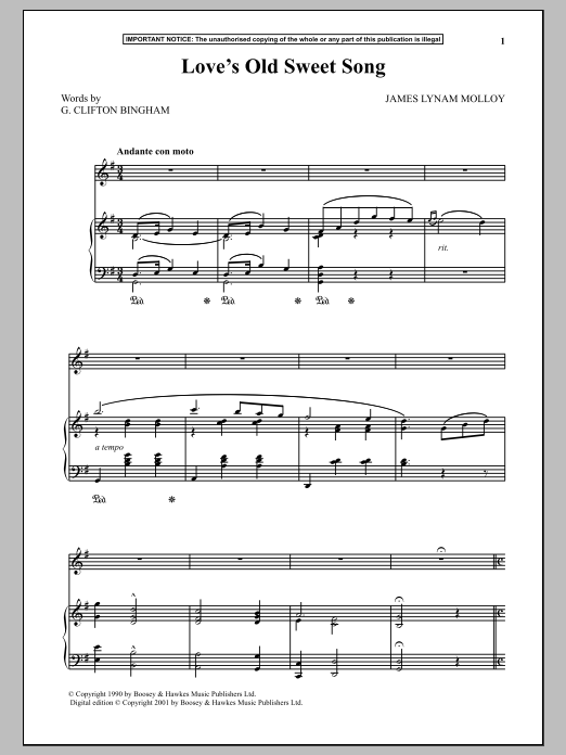 Product gallery: Page 1 of 1 Love's Old Sweet Song, James L. Molloy