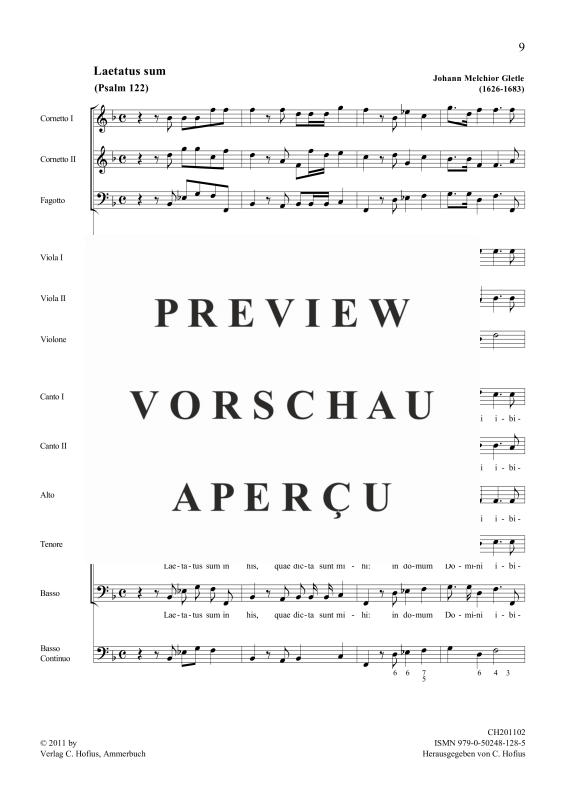 gallery: 3 Psalmen (Psalm 116: Laudate Dominum / Psalm 122: Laetatus sum / Psalm 147: Lauda Jerusalem), , (Gemischtes Ensemble 5 Vokalstimmen, Streicher/Bläser und BC)