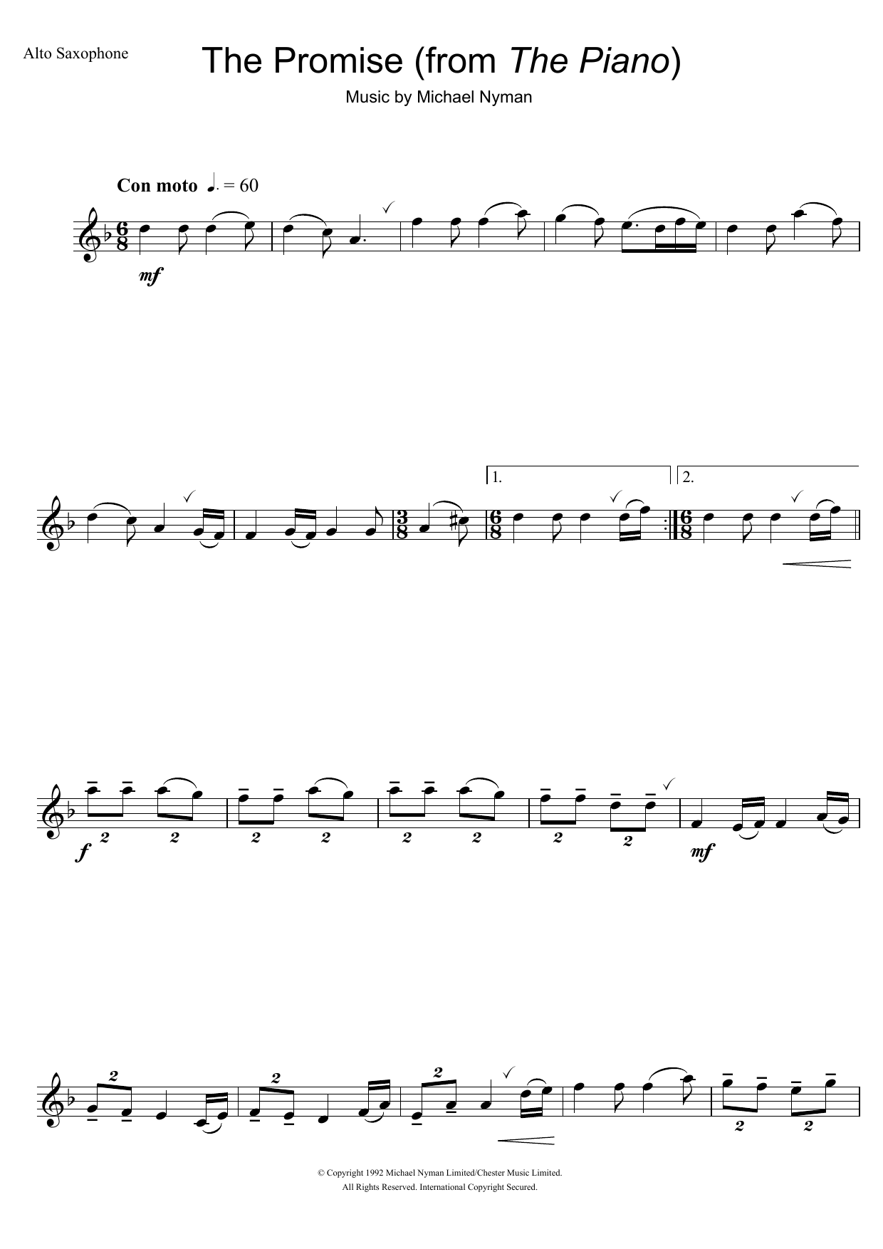 Product gallery: Page 1 of 1 The Promise (from The Piano), Michael Nyman