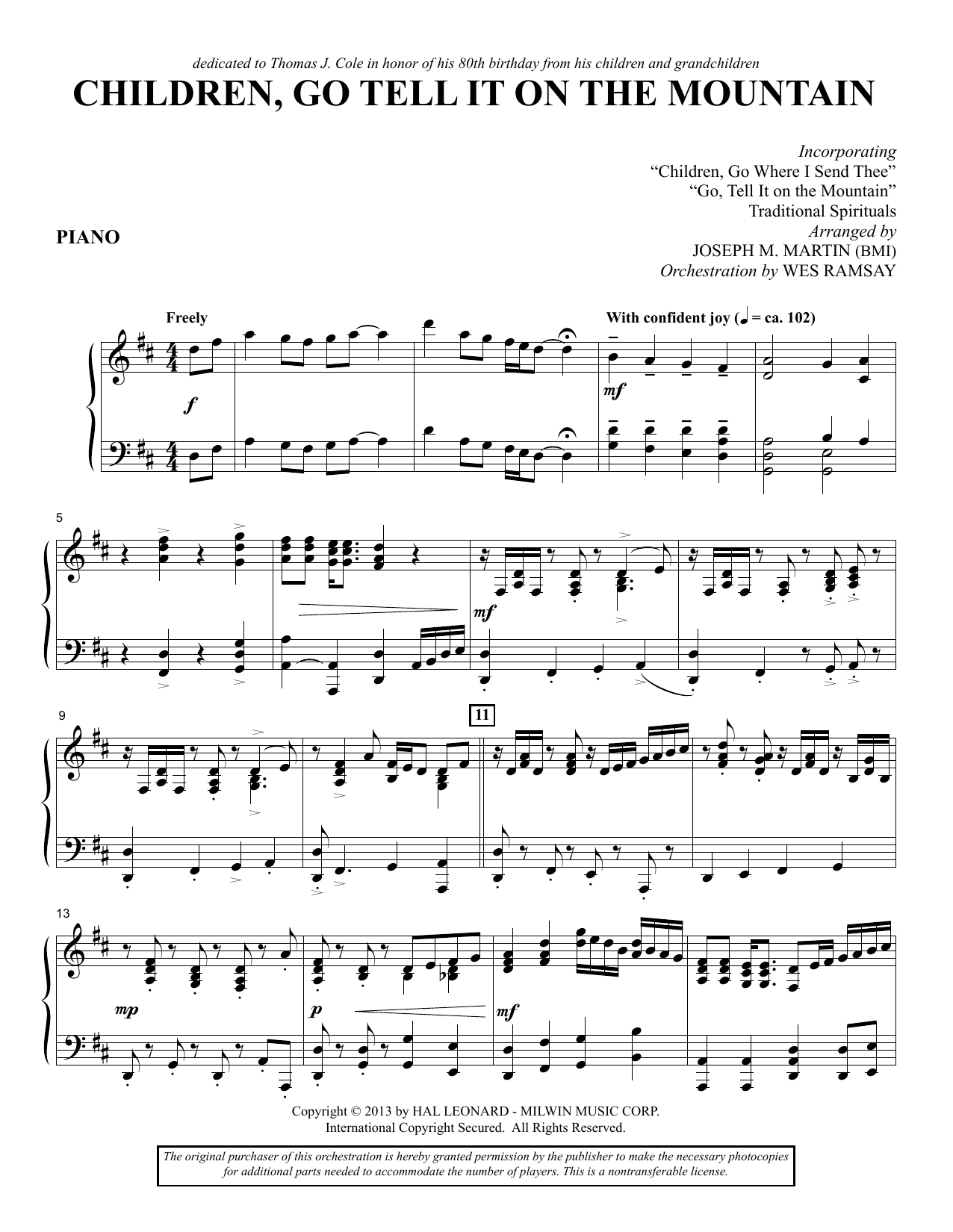 Product picture to: Children, Go Tell It on the Mountain - Piano
