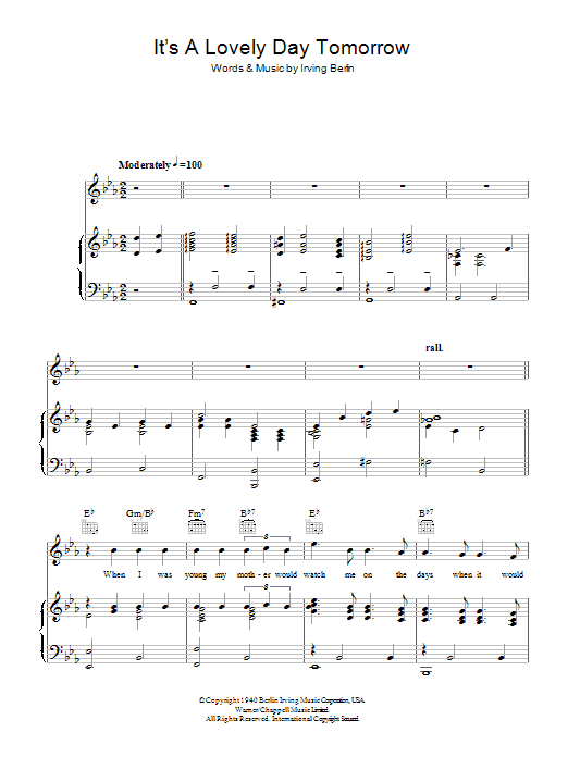 Product gallery: Page 1 of 1 It's A Lovely Day Tomorrow, Irving Berlin