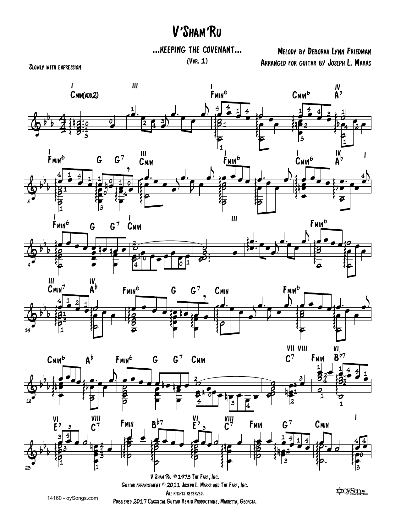 Product gallery: Page 1 of 1 V'shamru Var 1 (arr. Joe Marks), Debbie Friedman