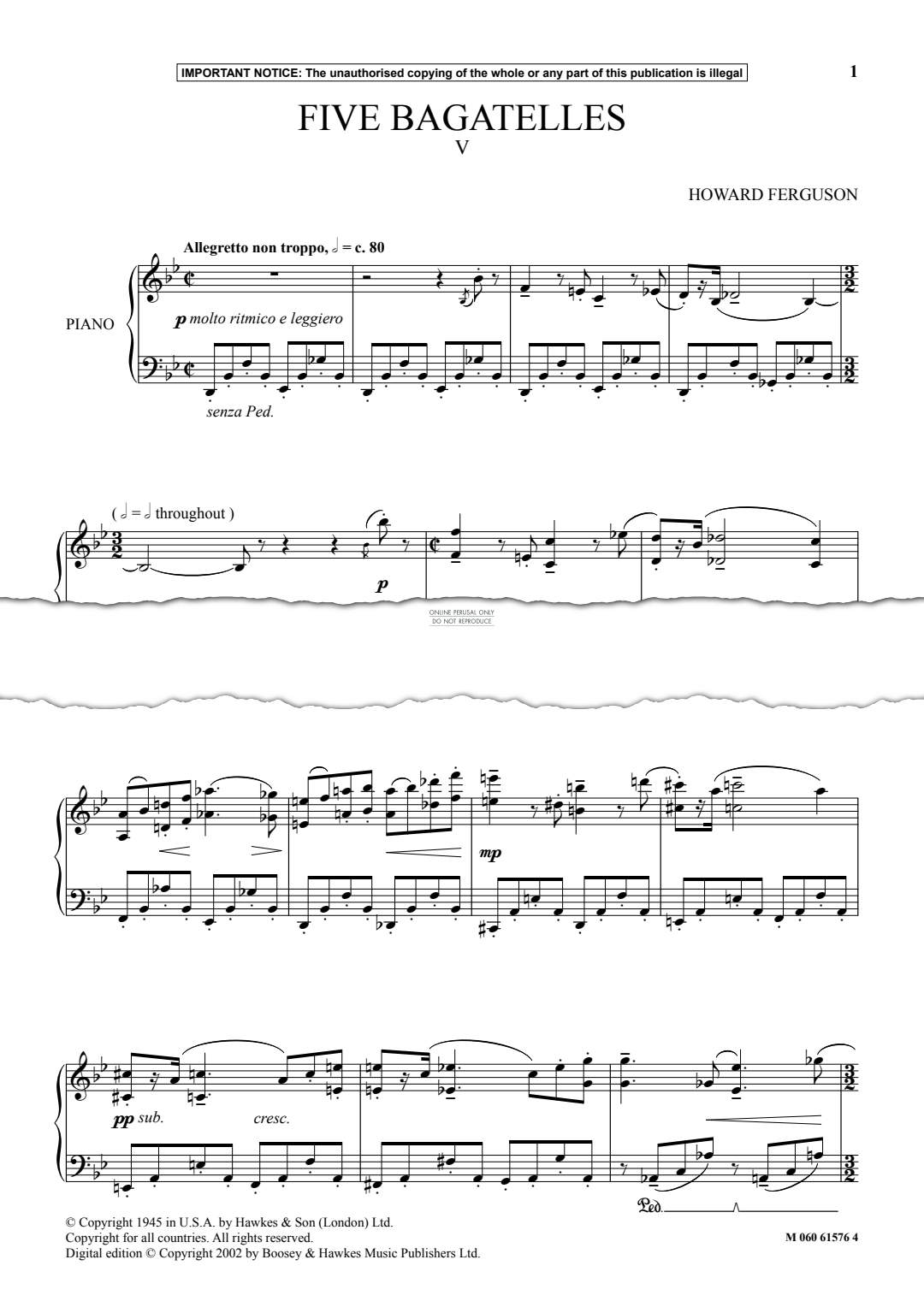 Produktgalerie: Seite 1 von 1 Five Bagatelles (V), Howard Ferguson, Klavier