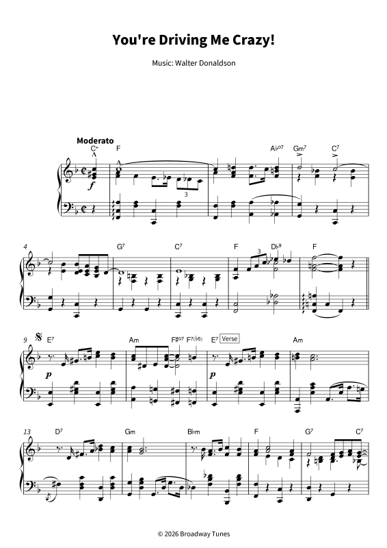 Produktgalerie: Seite 1 von 7 You´re Driving Me Crazy! - Timeless Tin Pan Alley Classic - Playable Jazz Standard in F Major, , Klavier Solo