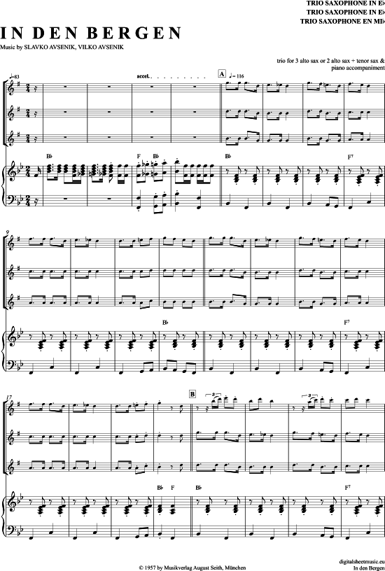 Product picture to: In Den Bergen (Saxophon Trio AAA(T) Slavko Avsenik und seine Original Oberkrainer