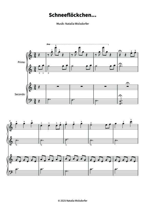 gallery: Schneeflöckchen - Charmante vierhändige Bearbeitung des bekannten Volkslieds, , Klavier Solo