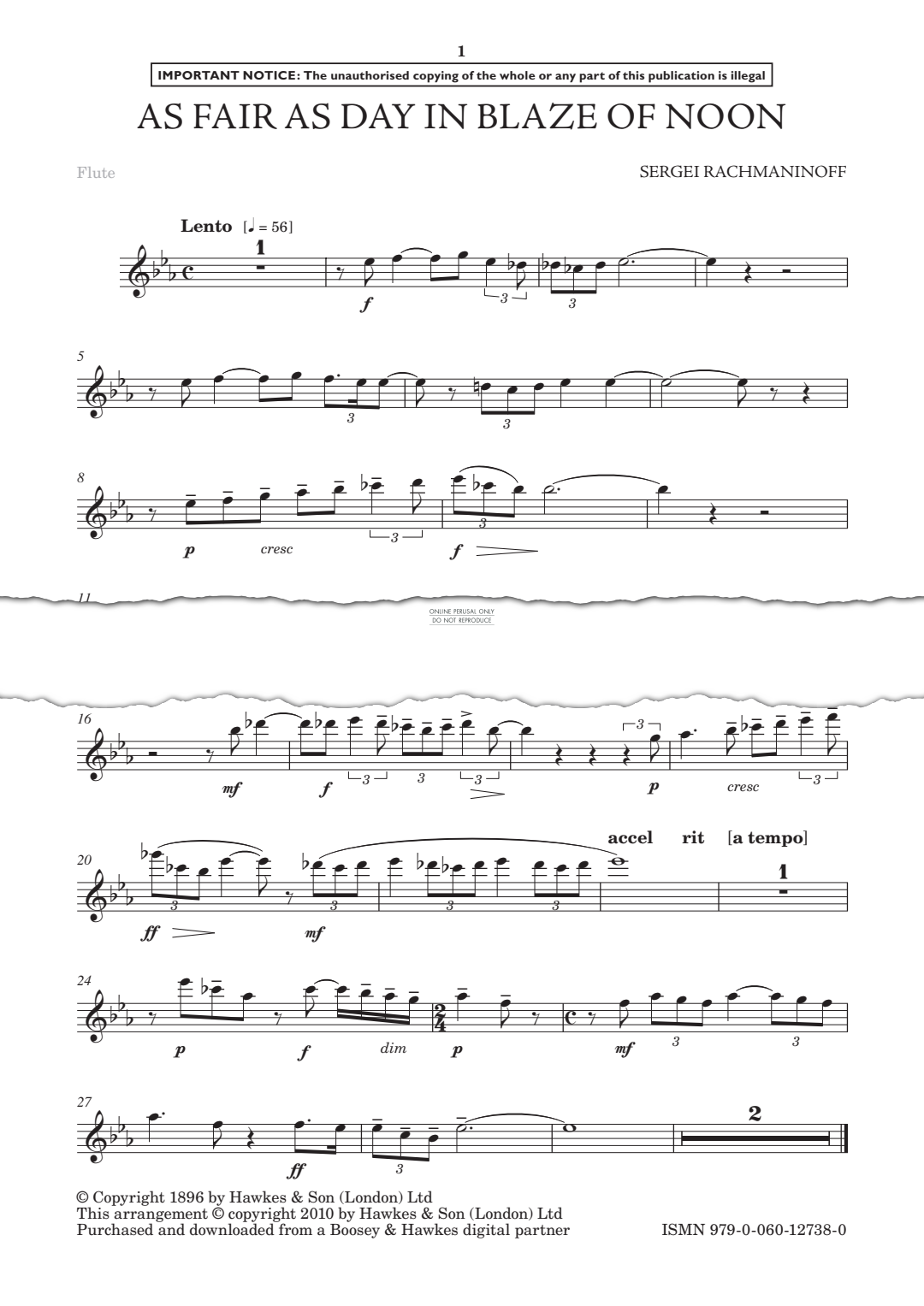 Produktgalerie: Seite 1 von 1 As fair as day in blaze of noon, Sergei Rachmaninoff, Flöte, Klavier