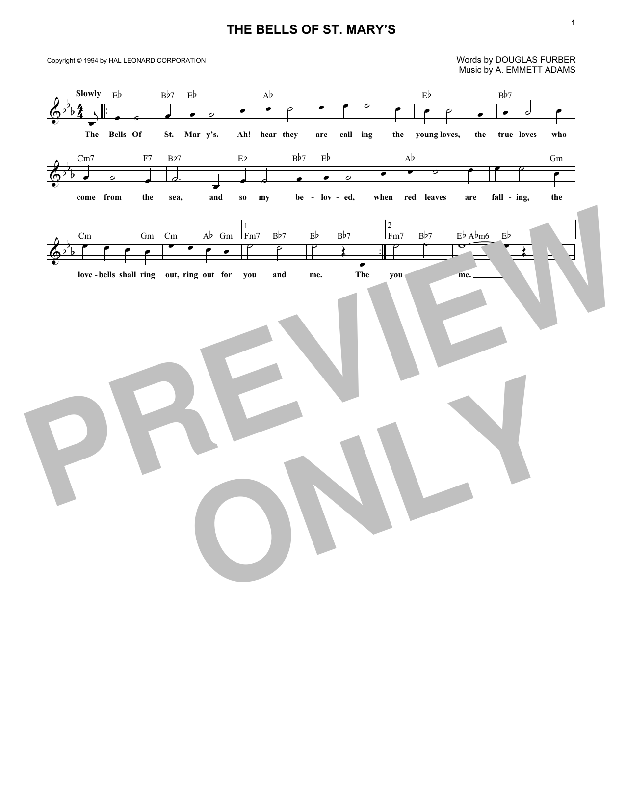 Product gallery: Page 1 of 1 The Bells Of St. Mary's, A. Emmett Adams