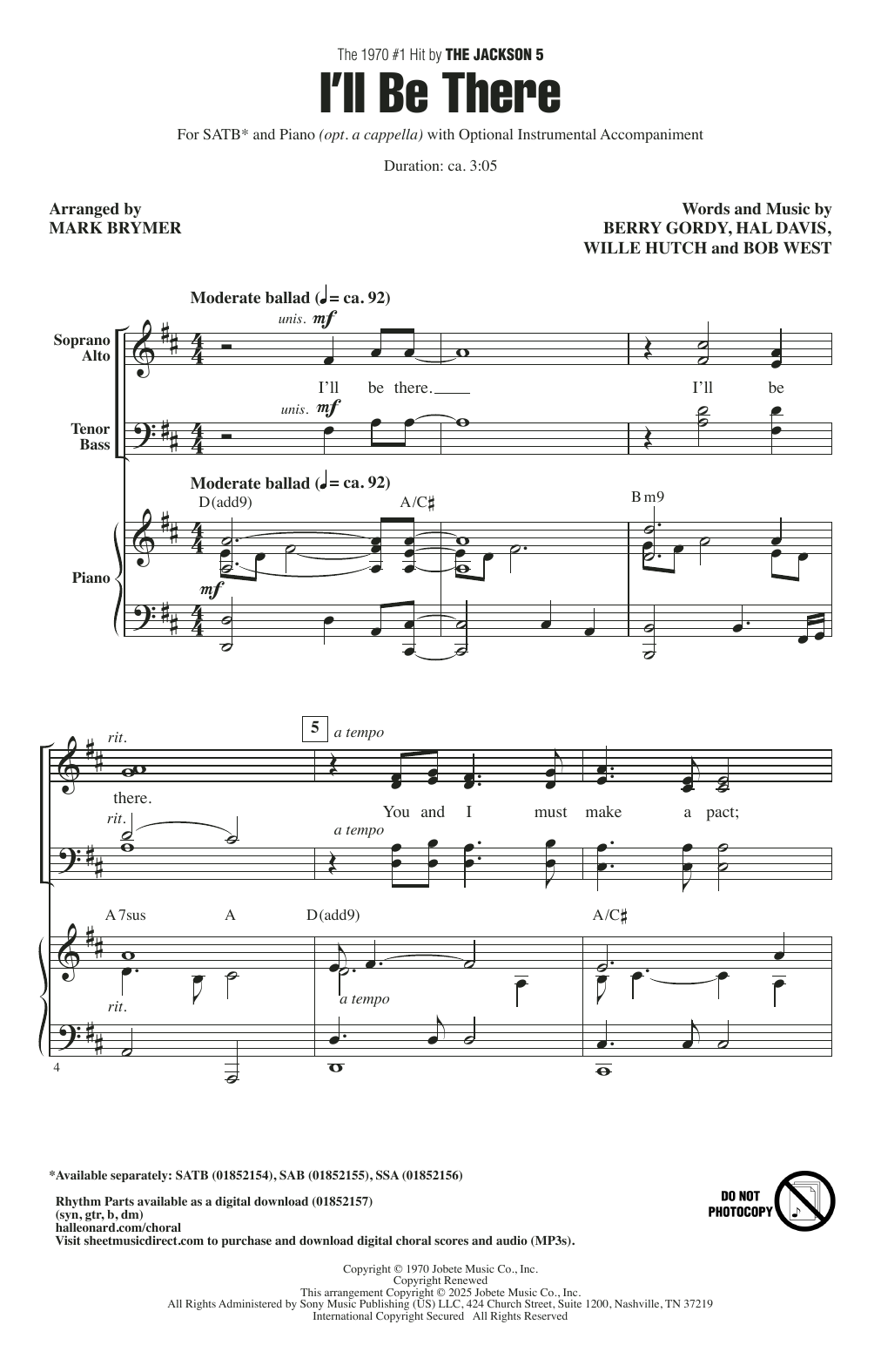 Produktgalerie: Seite 1 von 1 I'll Be There (arr. Mark Brymer), The Jackson 5, Chor