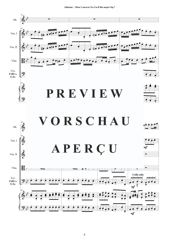Product gallery: Page 9 of 11 Concerto No.3 in B-Dur Op.7, , Solo Oboe, String Ensemble, and Harpsichord (Bc)