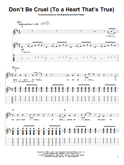 Produktgalerie: Seite 1 von 1 Don't Be Cruel (To A Heart That's True), Elvis Presley, Gitarre