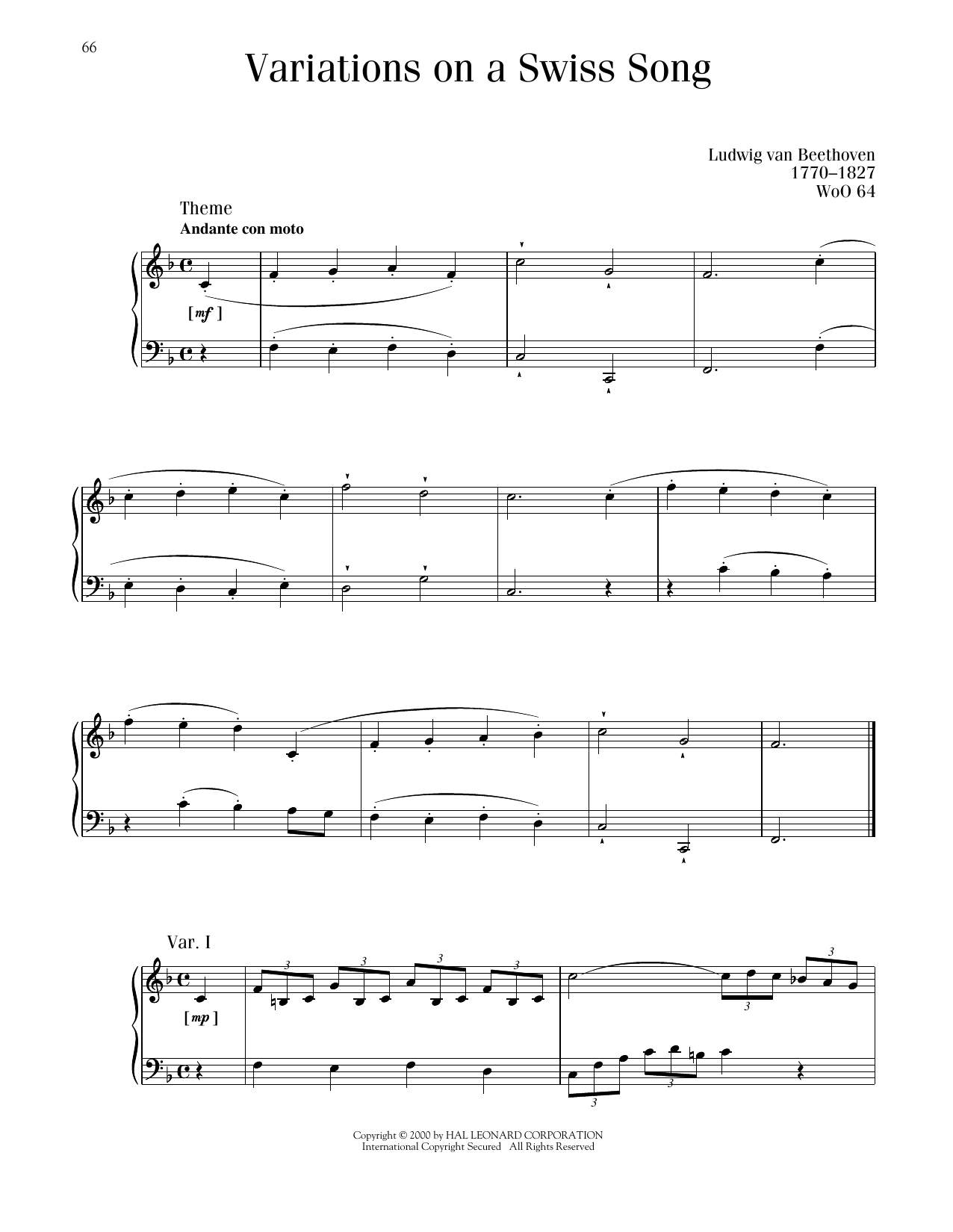 Product picture to: Six Easy Variations On A Swiss Song