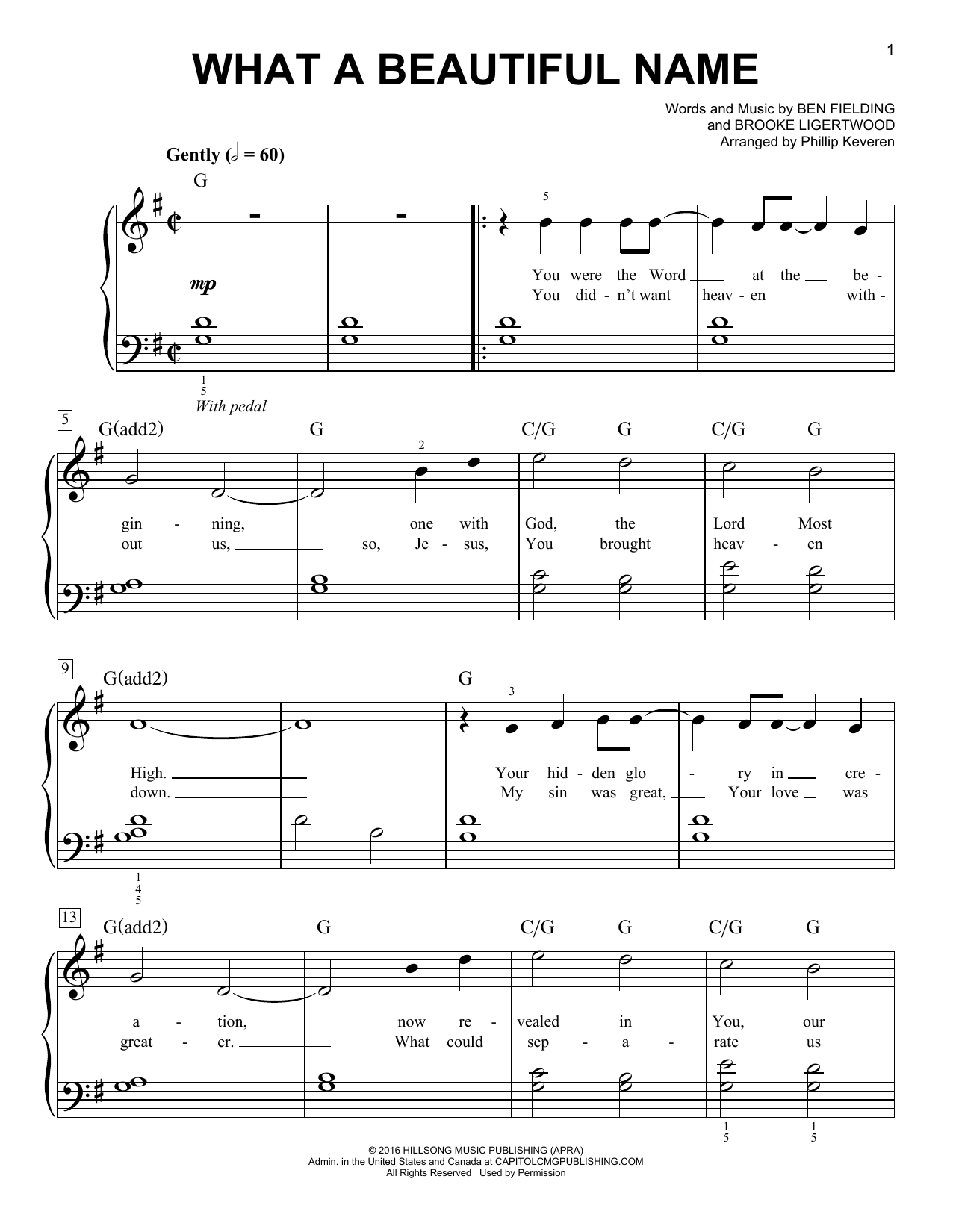 Produktgalerie: Seite 1 von 1 What A Beautiful Name (arr. Phillip Keveren), Hillsong Worship, Klavier