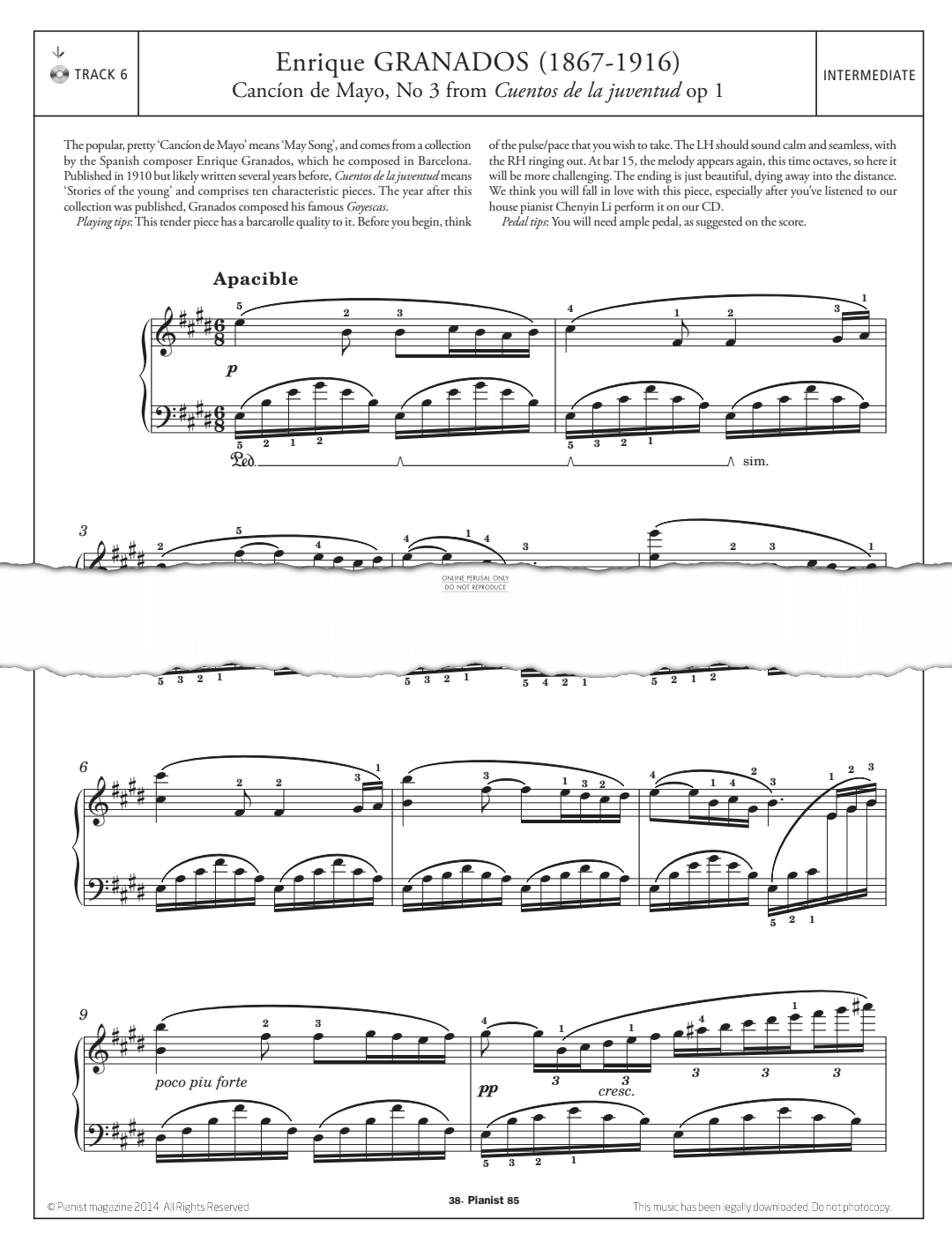 Product gallery: Page 1 of 1 Cançion de Mayo, No.3 from ‘Cuentos de la juventud Op.1’, Enrique Granados