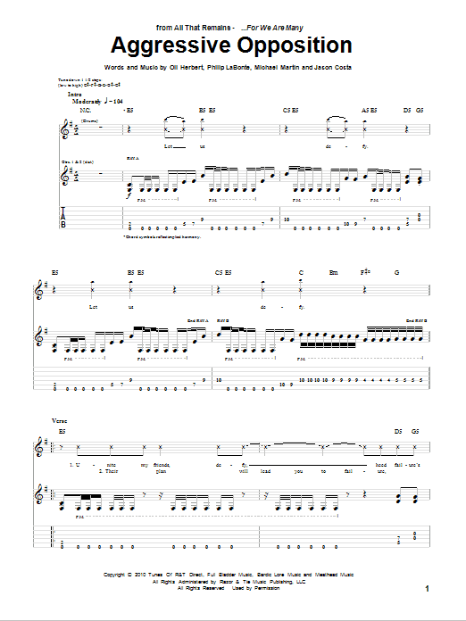 Produktgalerie: Seite 1 von 1 Aggressive Opposition, All That Remains, Gitarre
