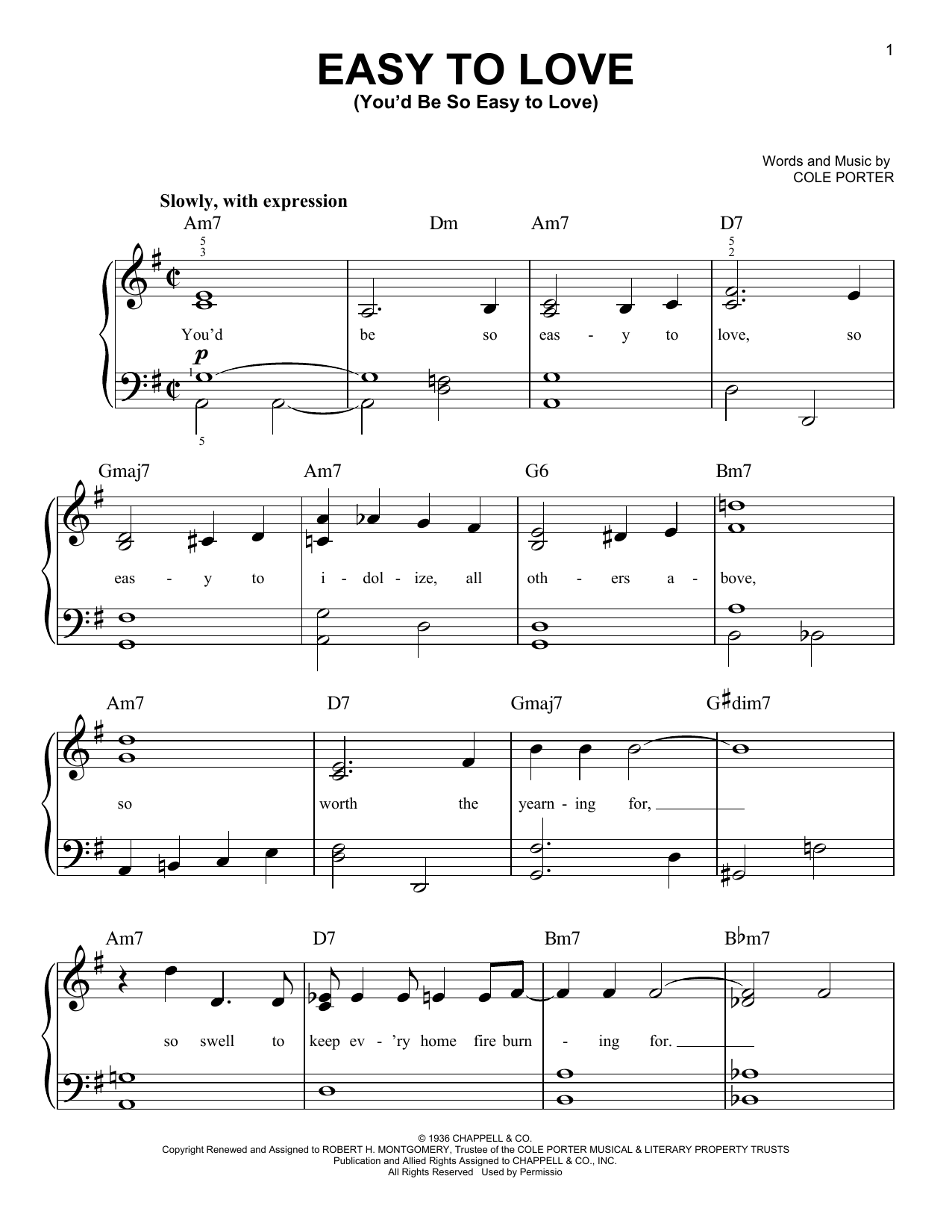 Produktgalerie: Seite 1 von 1 Easy To Love (You'd Be So Easy To Love), Cole Porter, Klavier